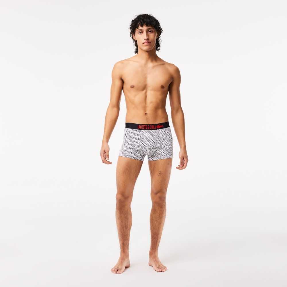 Lacoste Netflix Branded Trunks Blancas Negras | 4710-WTCGJ