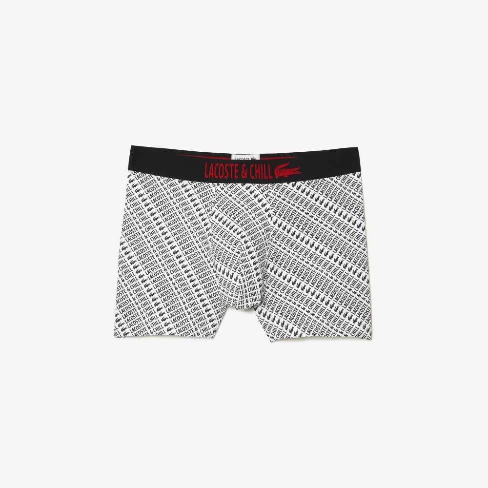 Lacoste Netflix Jersey Boxers Blancas Negras | 3801-QIMKD