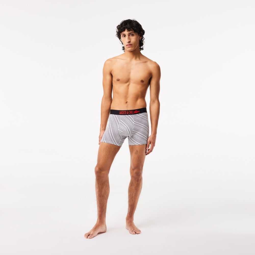 Lacoste Netflix Jersey Boxers Blancas Negras | 3801-QIMKD