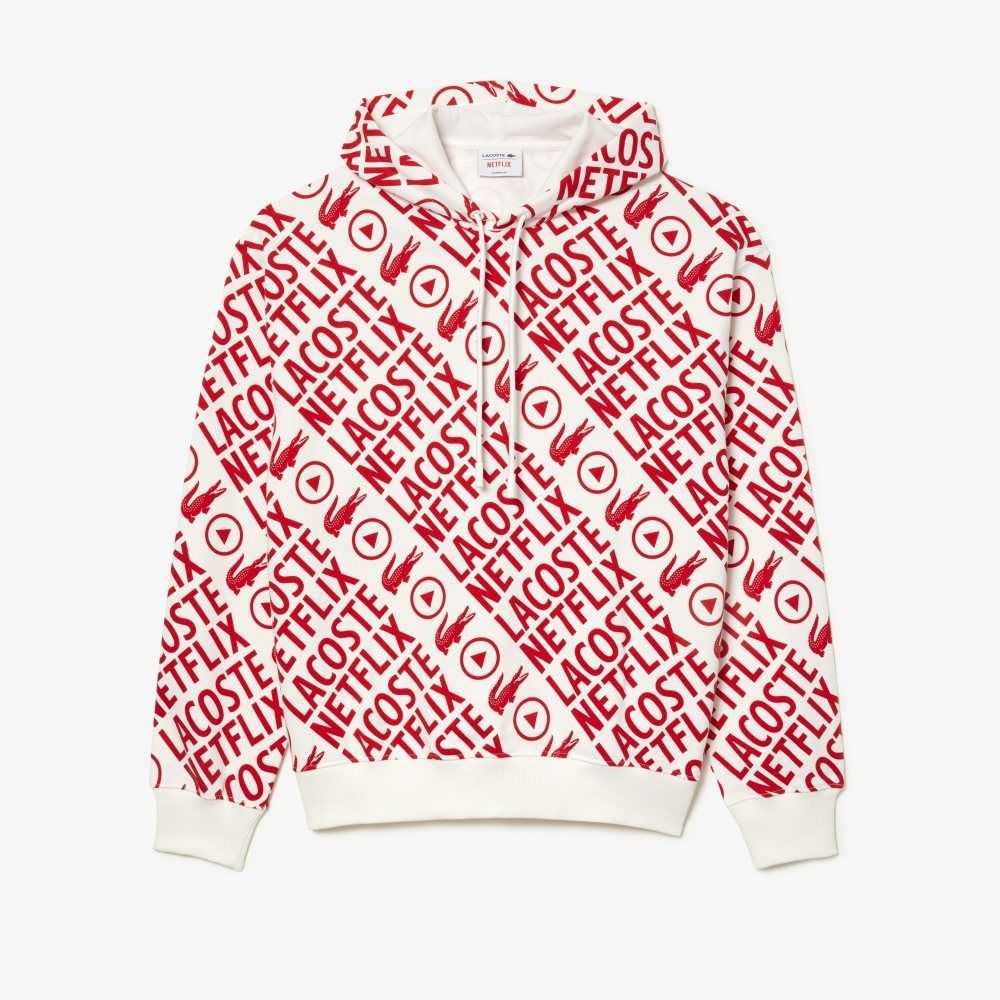 Lacoste Netflix Loose Fit Organic Algodon Blancas Rojas | 0451-PUQAB