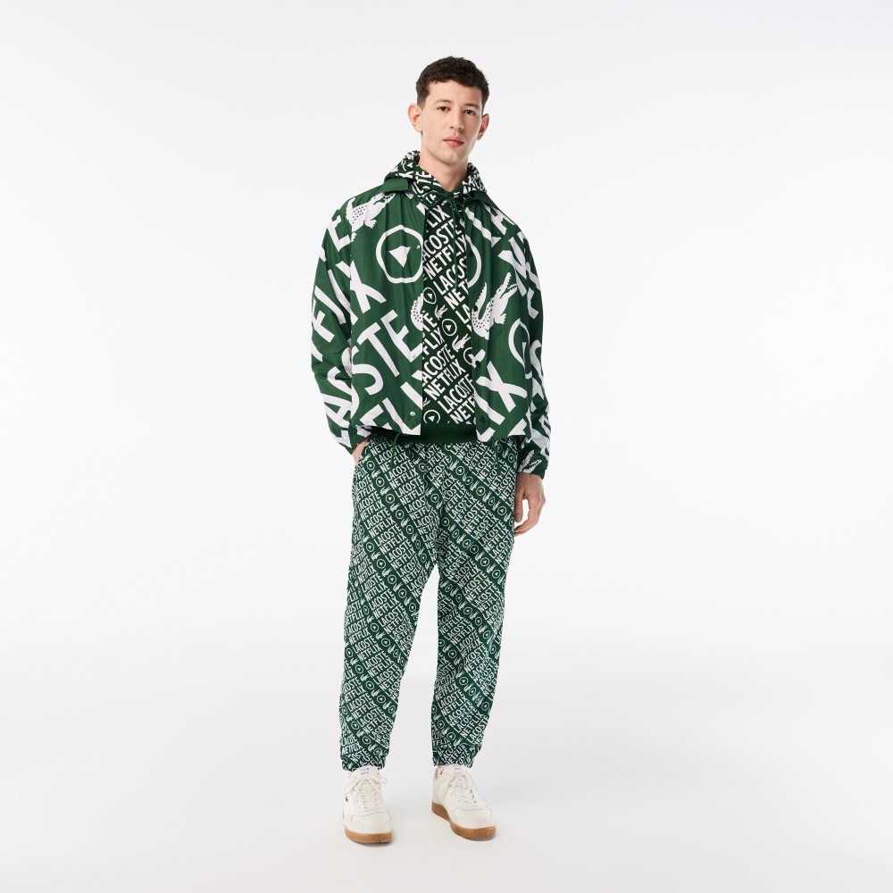 Lacoste Netflix Loose Fit Organic Algodon Verde Blancas | 2508-EWNOG