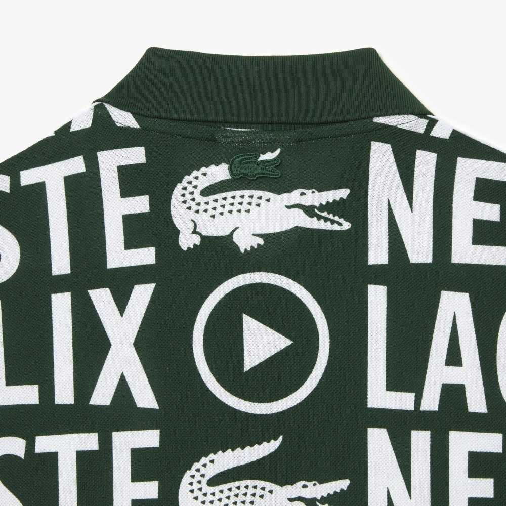 Lacoste Netflix Loose Fit Organic Algodon Print Verde Blancas | 6790-WNUCV