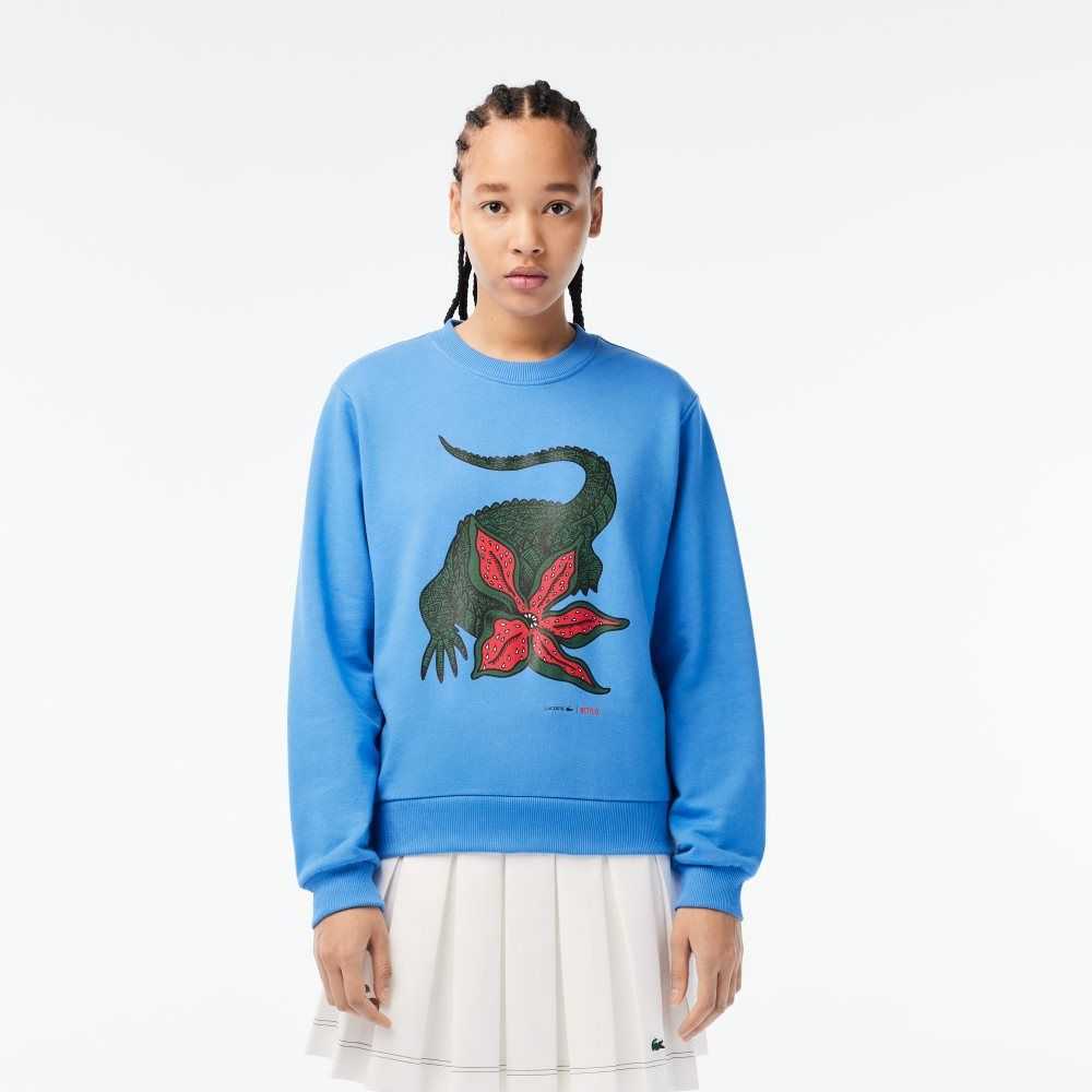 Lacoste Netflix Loose Fit Organic Algodon Fleece Azules | 7801-OWNAP