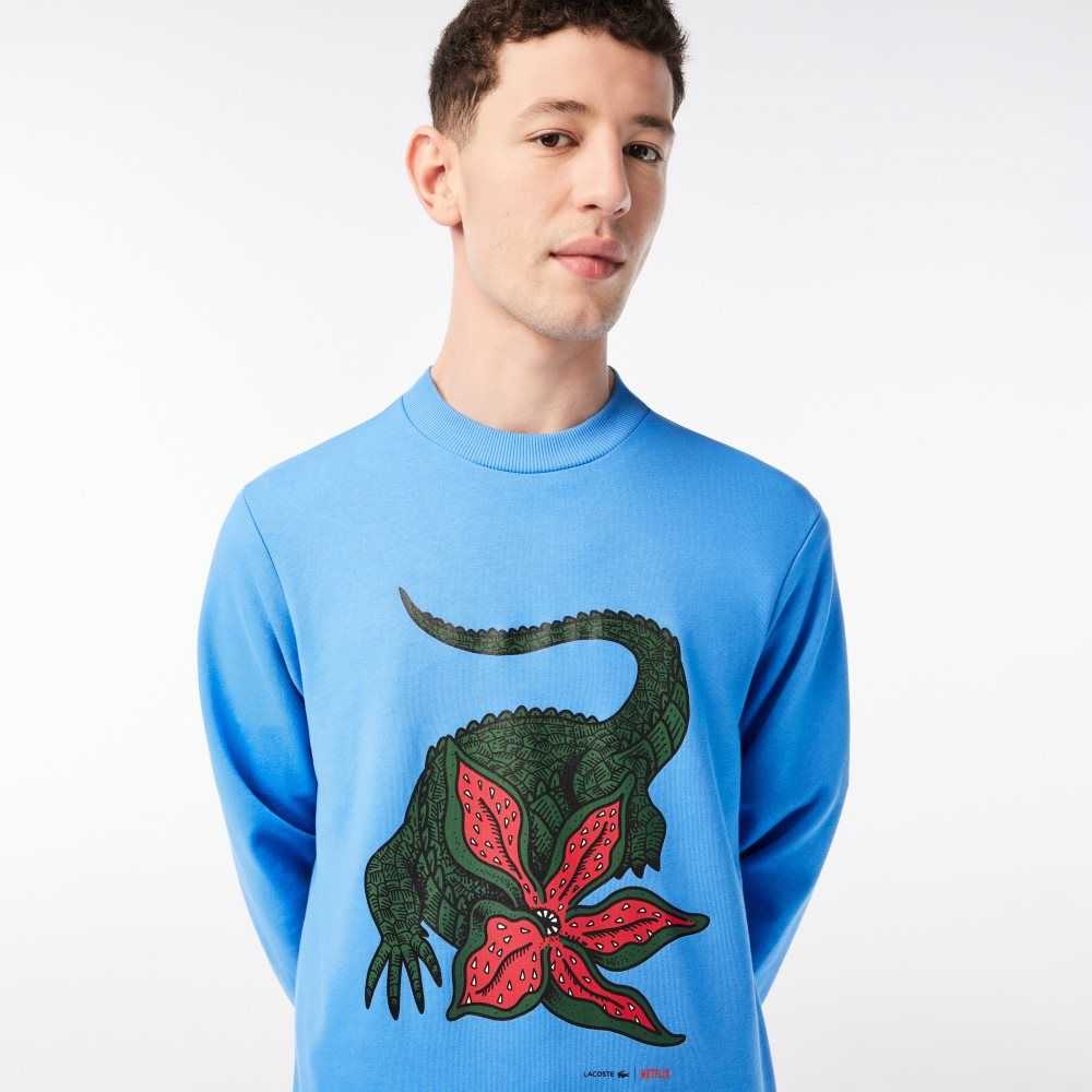 Lacoste Netflix Organic Algodon Fleece Print Azules | 1357-PMLTQ