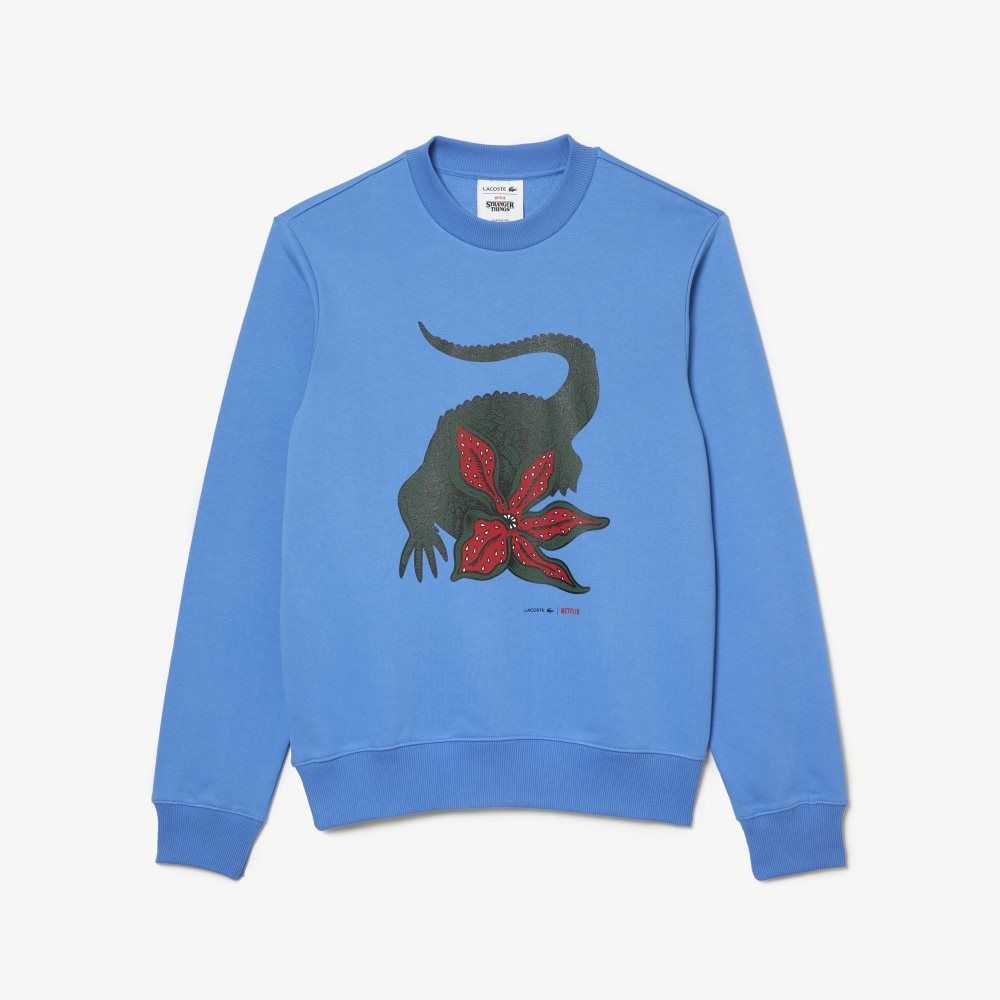 Lacoste Netflix Organic Algodon Fleece Print Azules | 1357-PMLTQ