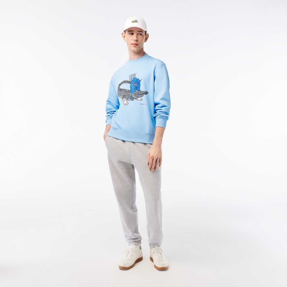 Lacoste Netflix Organic Algodon Fleece Print Azules | 9165-HUFLB