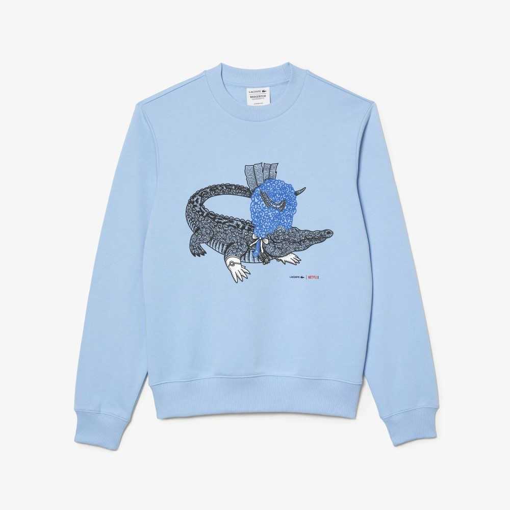 Lacoste Netflix Organic Algodon Fleece Print Azules | 9165-HUFLB