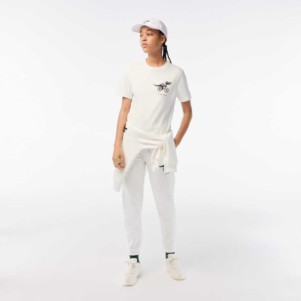 Lacoste Netflix Organic Algodon Jersey T-Shirt Blancas | 0451-VIWZP