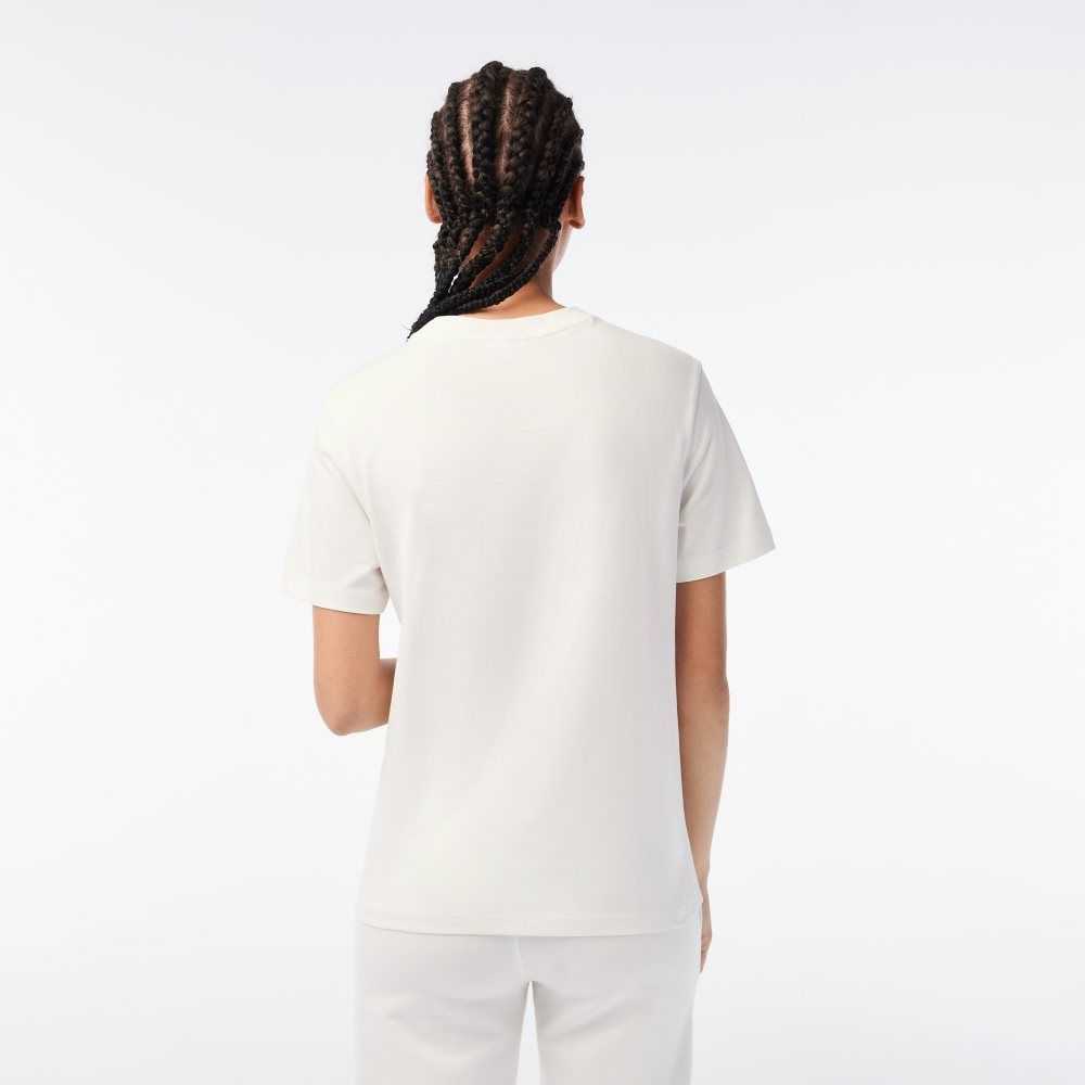 Lacoste Netflix Organic Algodon Jersey T-Shirt Blancas | 0451-VIWZP