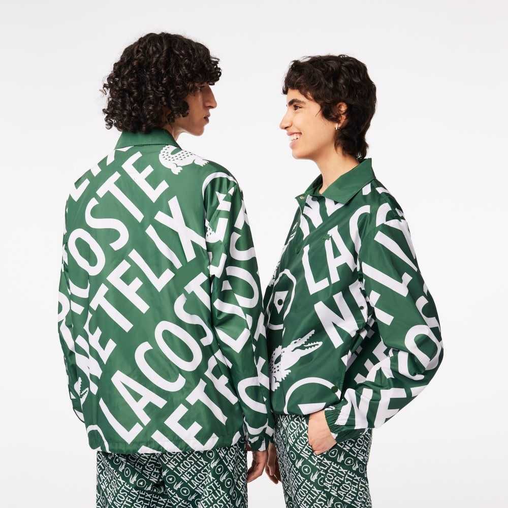 Lacoste Netflix Printed Polo Verde Blancas | 0167-WHTMN