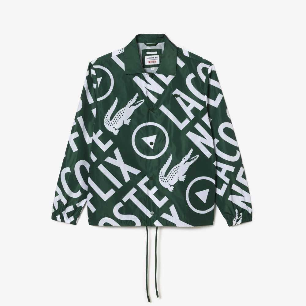 Lacoste Netflix Printed Polo Verde Blancas | 0167-WHTMN