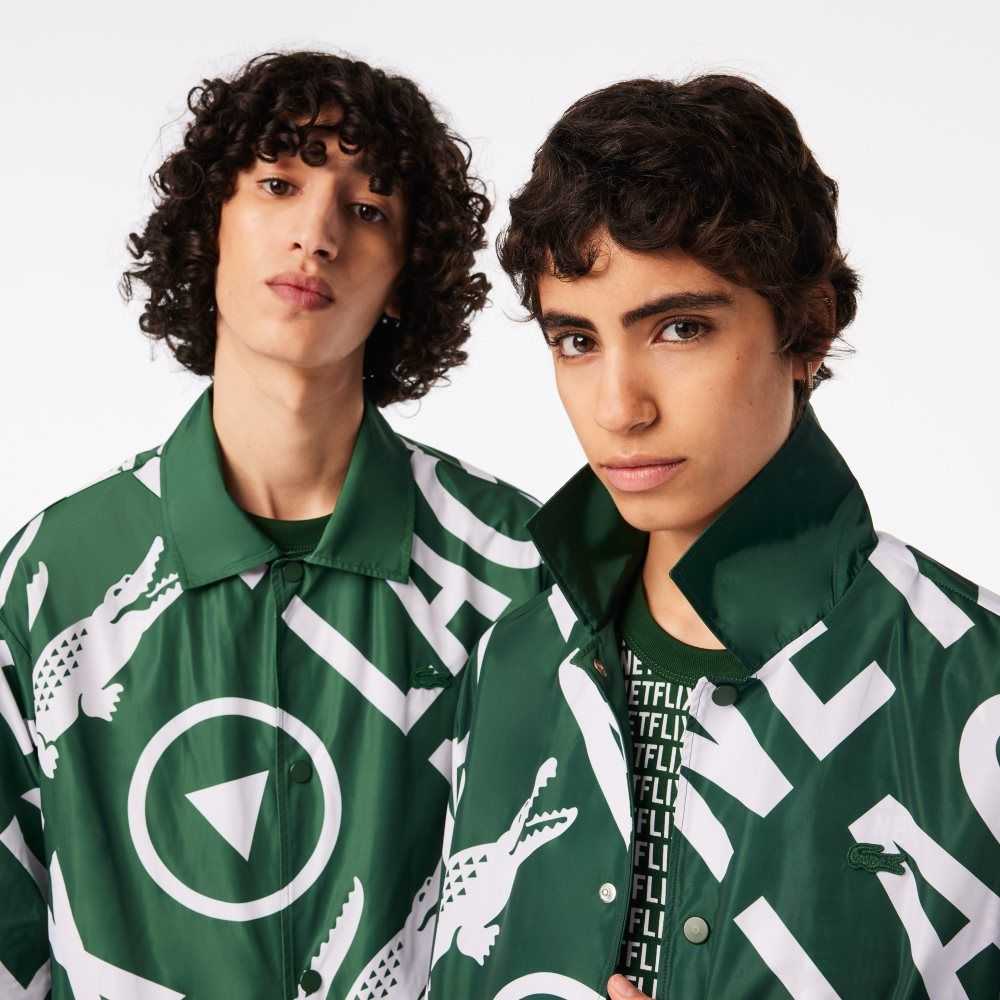 Lacoste Netflix Printed Polo Verde Blancas | 9643-FJMHV