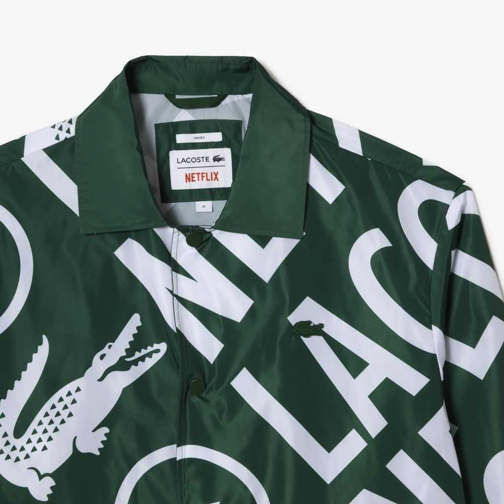 Lacoste Netflix Printed Polo Verde Blancas | 9643-FJMHV