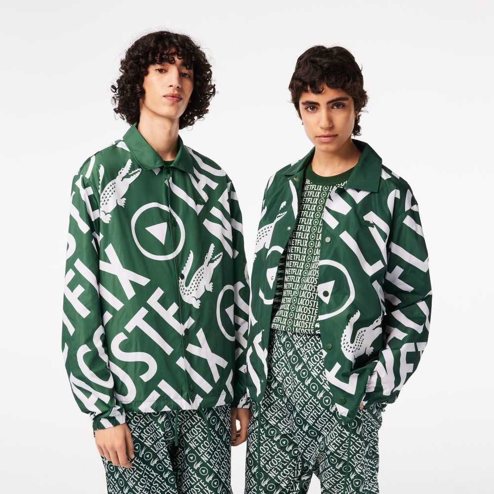 Lacoste Netflix Printed Polo Verde Blancas | 9643-FJMHV