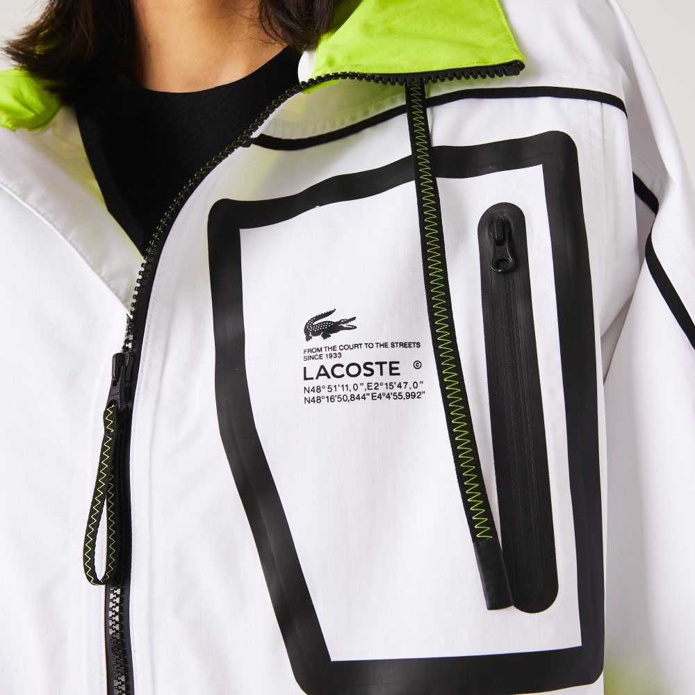 Lacoste Nylon Windbreaker Blancas Amarillo | 5098-DMILC