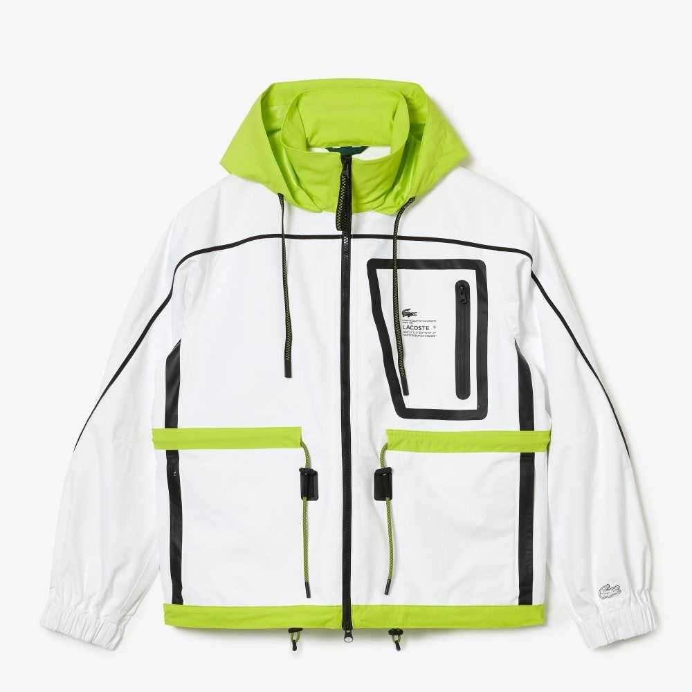 Lacoste Nylon Windbreaker Blancas Amarillo | 5098-DMILC