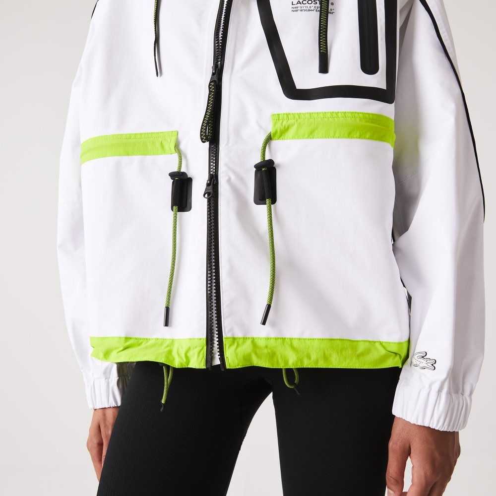 Lacoste Nylon Windbreaker Blancas Amarillo | 5098-DMILC