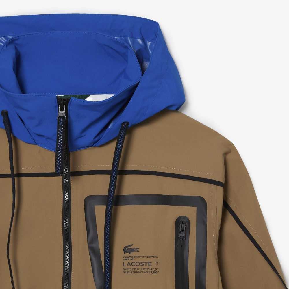 Lacoste Nylon Windbreaker Marrones Azules | 2463-MZLDY