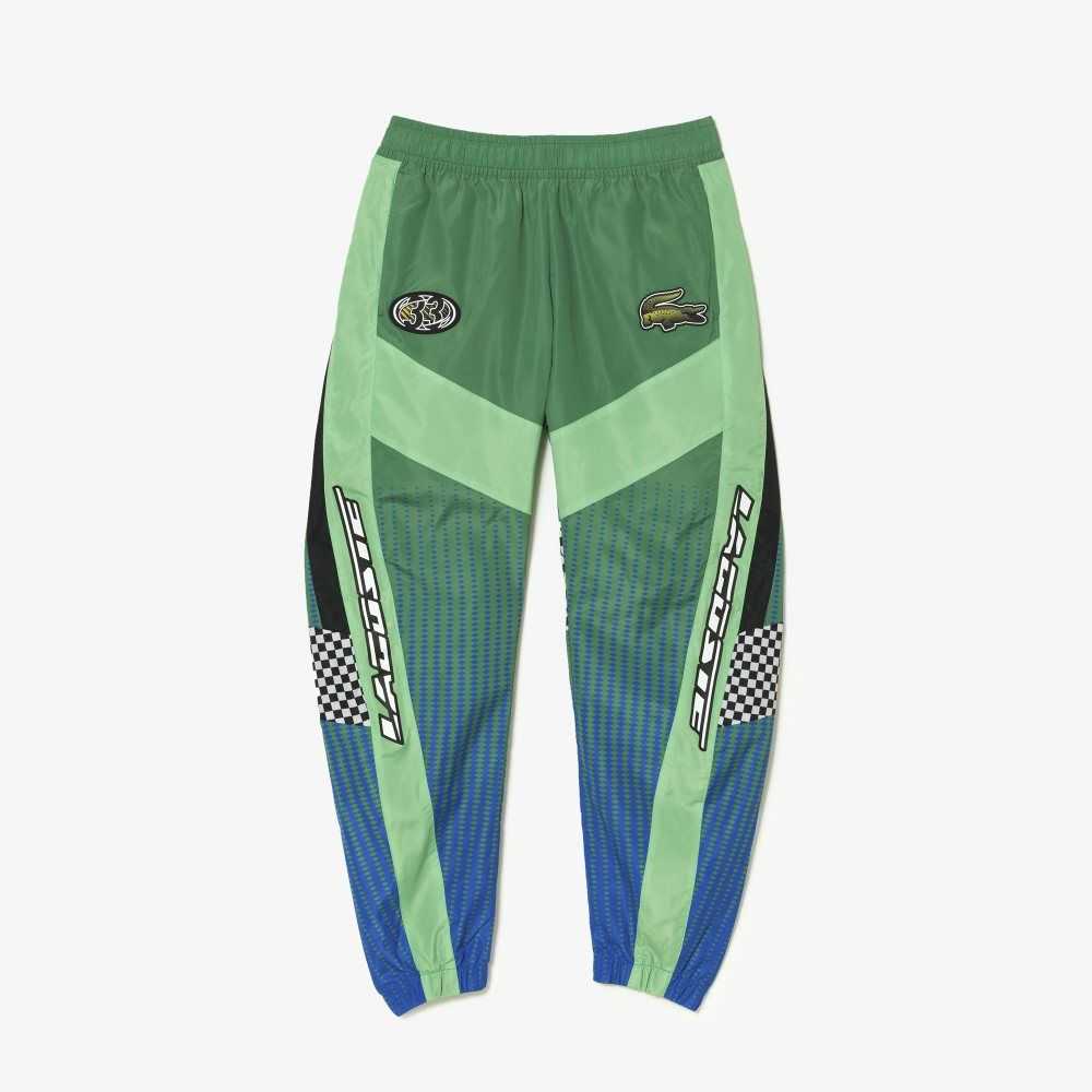 Lacoste Ombre Checkerboard Print Pista Pants Verde Azules | 2961-PBTZF