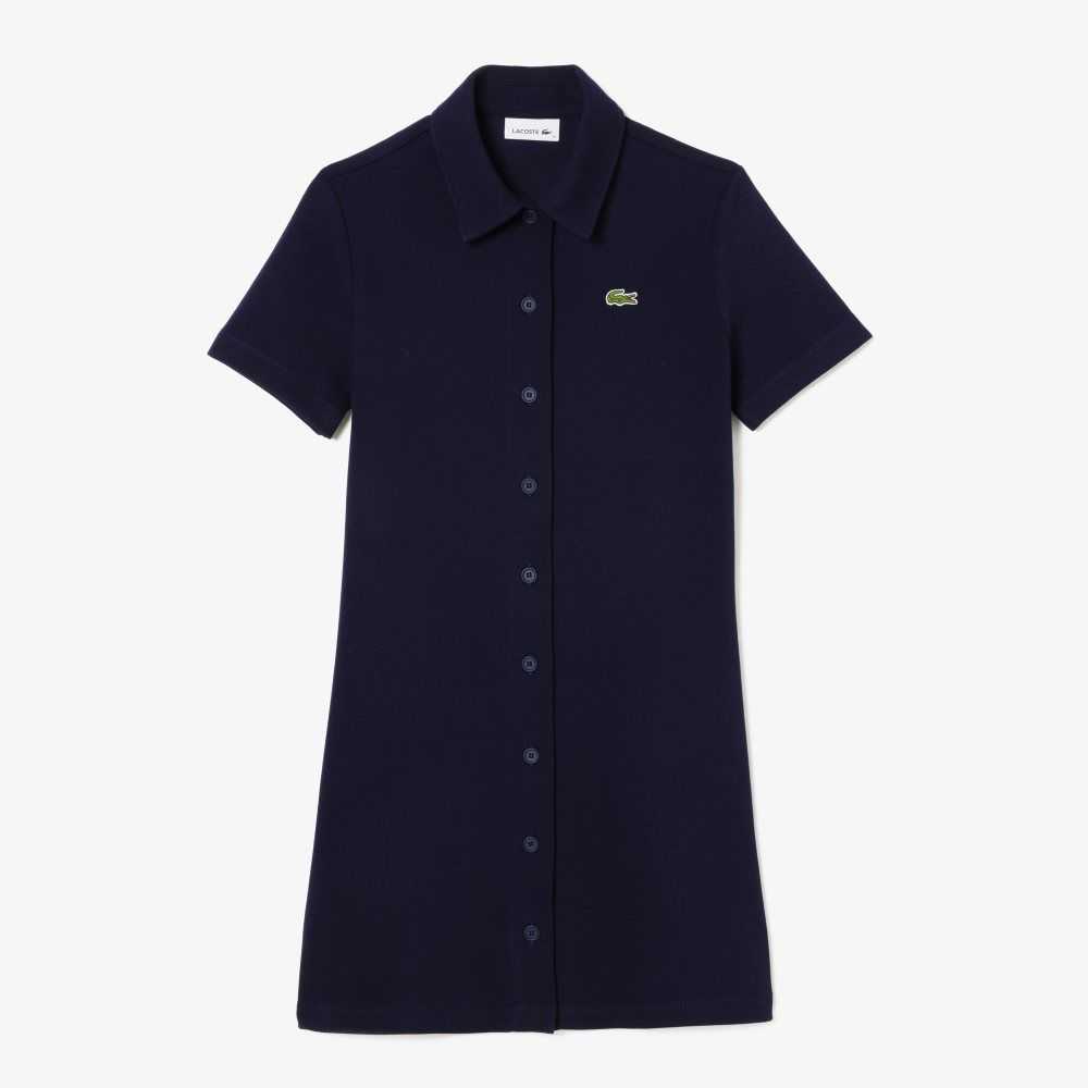 Lacoste Organic Algodon Buttoned Polo Azul Marino Azules | 7634-BFQYG