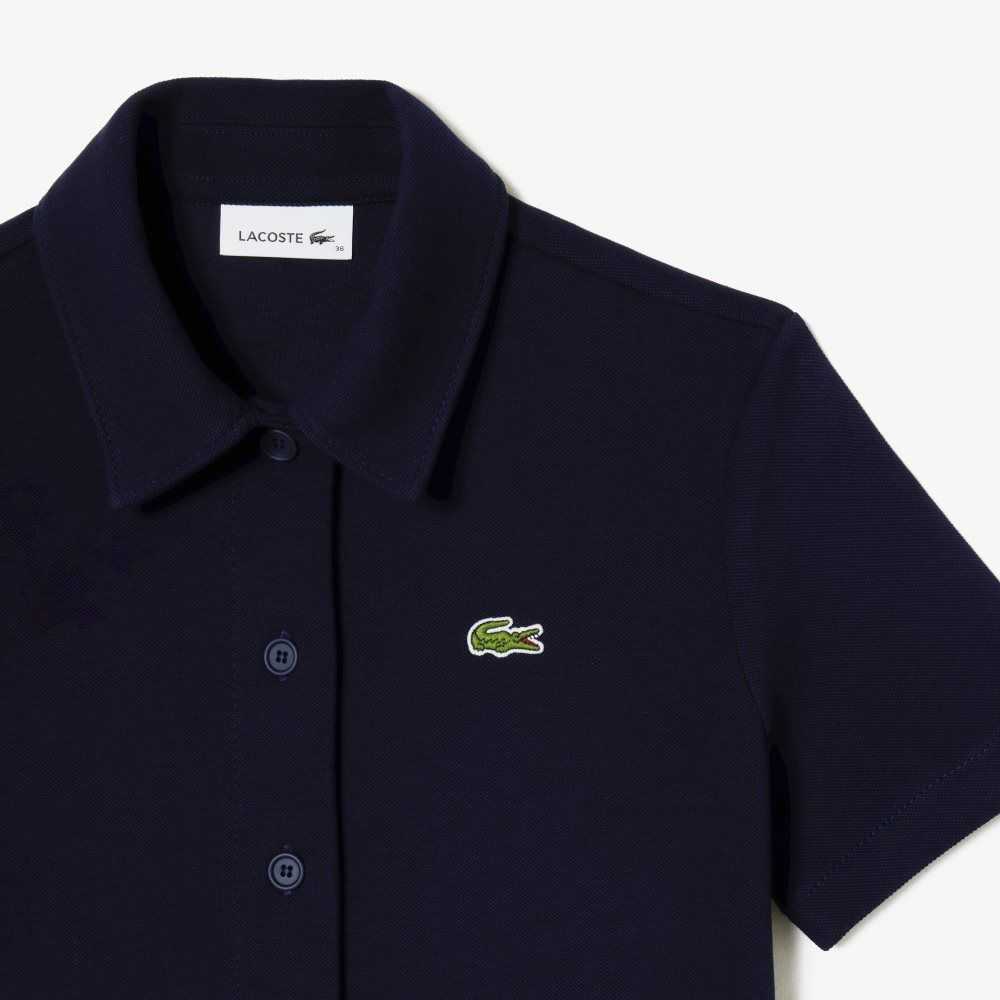 Lacoste Organic Algodon Buttoned Polo Azul Marino Azules | 7634-BFQYG