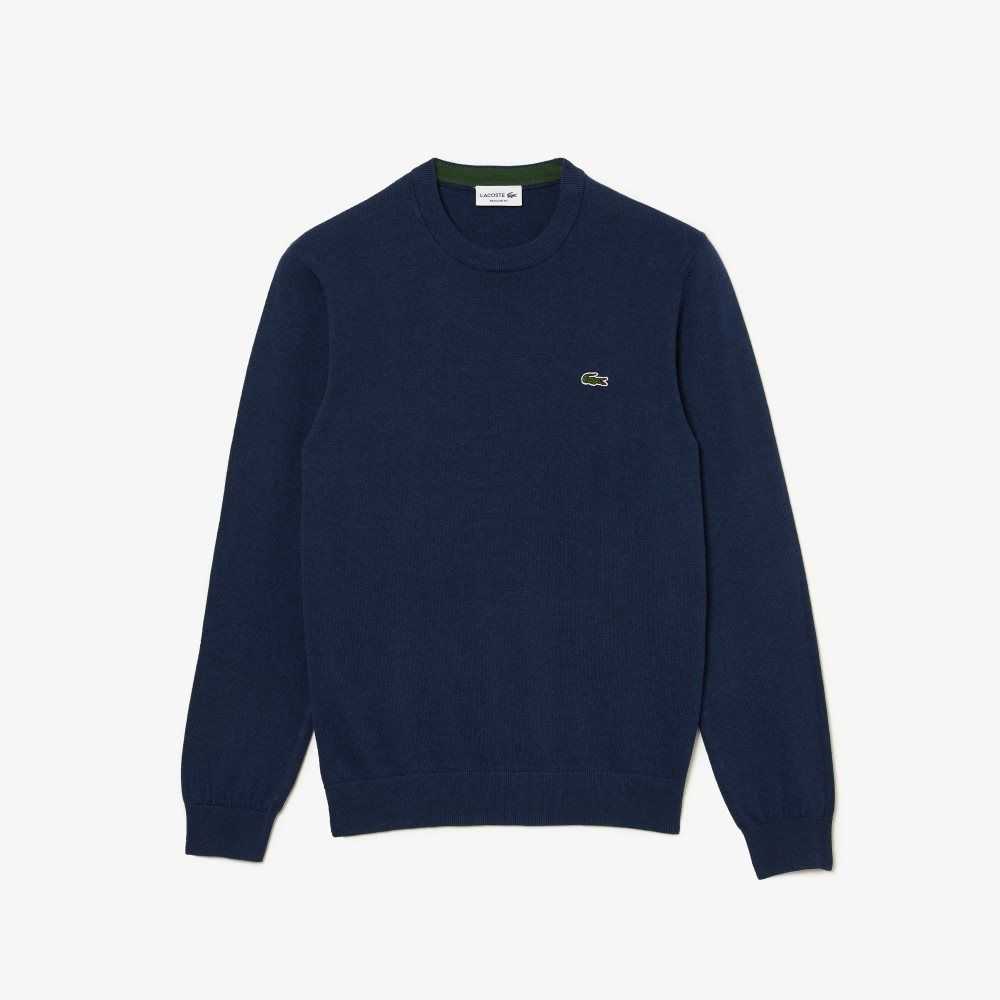 Lacoste Organic Algodon Crew Neck Azules | 8291-GPFQU