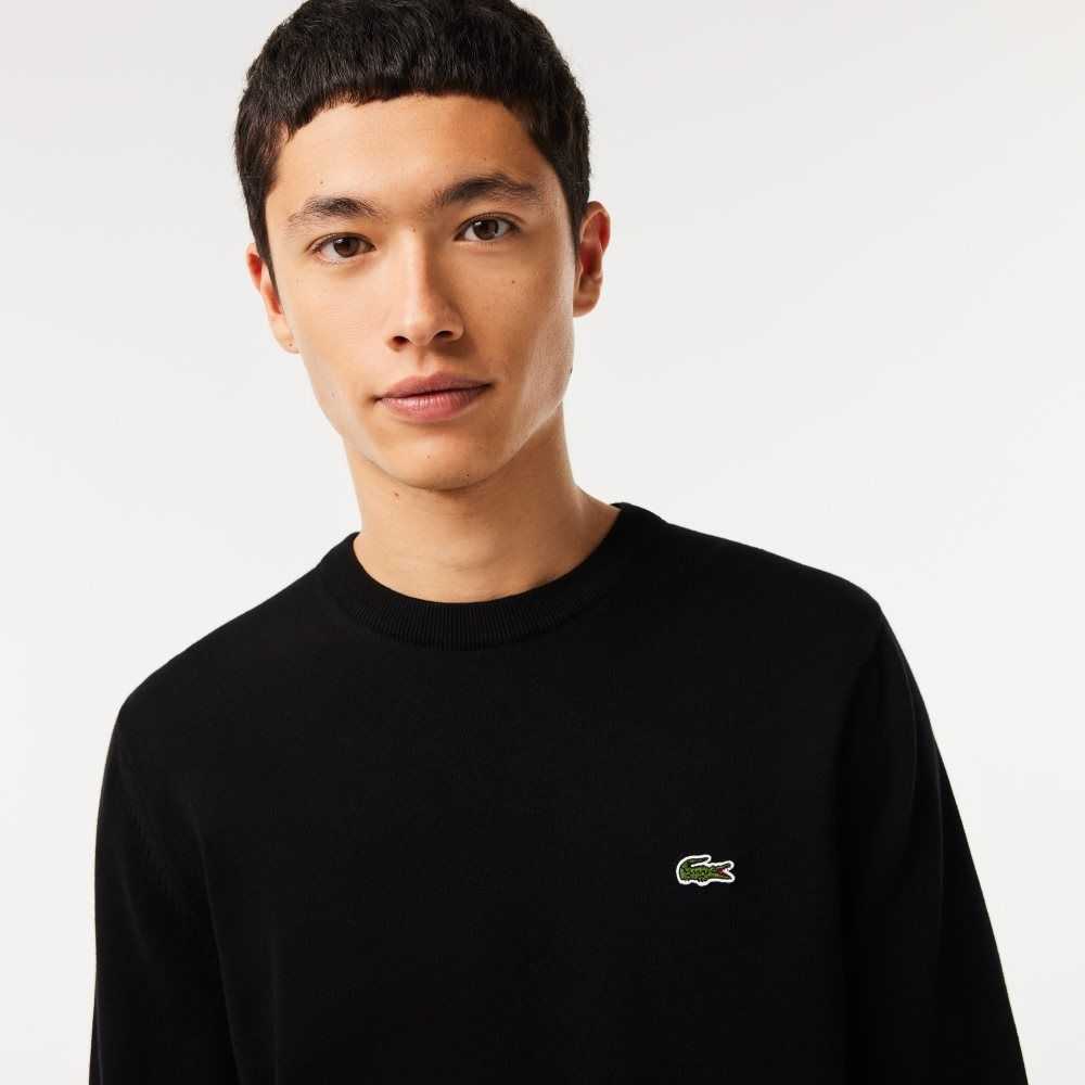 Lacoste Organic Algodon Crew Neck Negras | 6507-WEUHT