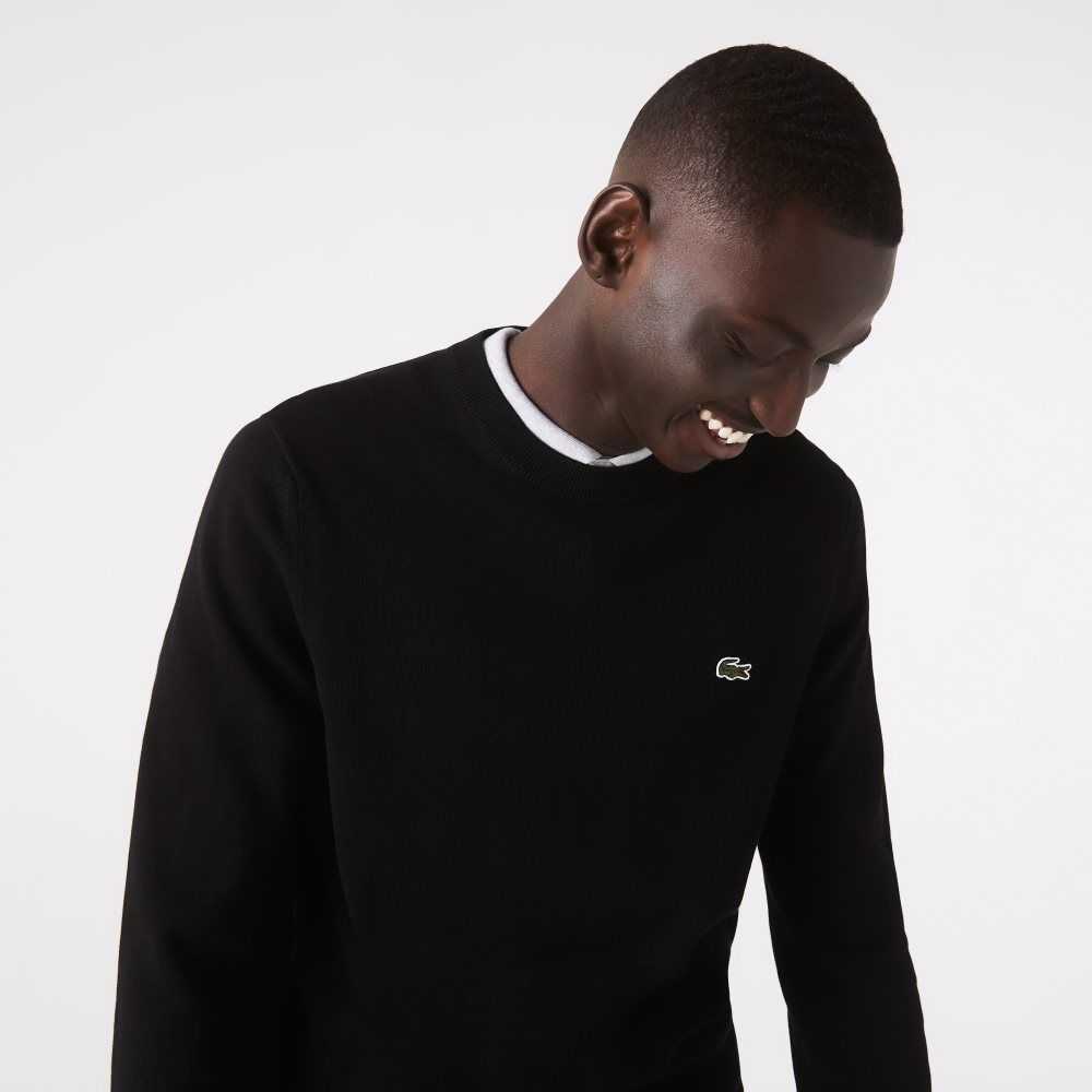 Lacoste Organic Algodon Crew Neck Negras | 6507-WEUHT