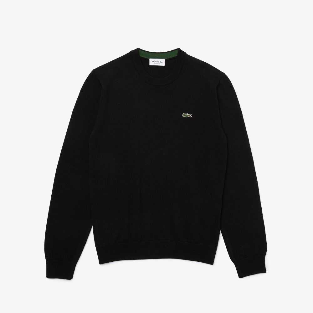 Lacoste Organic Algodon Crew Neck Negras | 6507-WEUHT