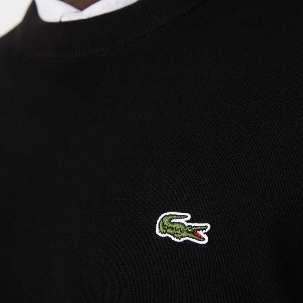 Lacoste Organic Algodon Crew Neck Negras | 6507-WEUHT