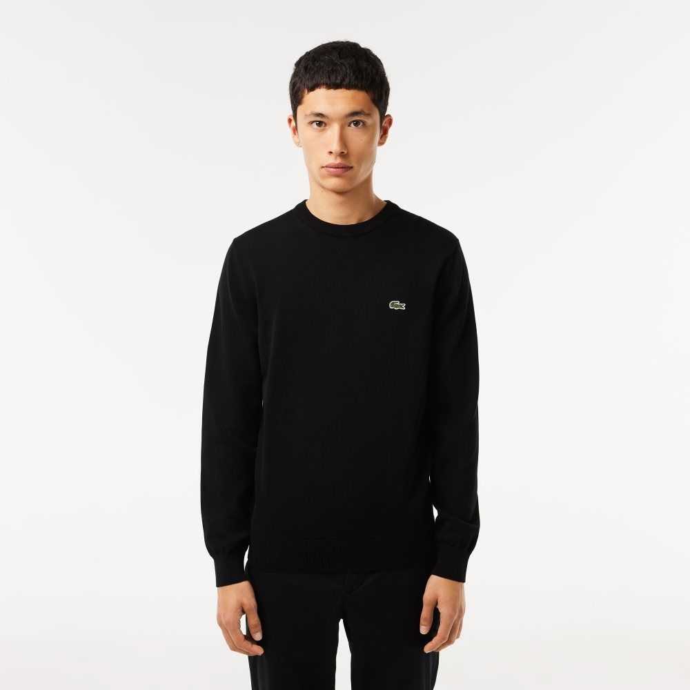 Lacoste Organic Algodon Crew Neck Negras | 6507-WEUHT