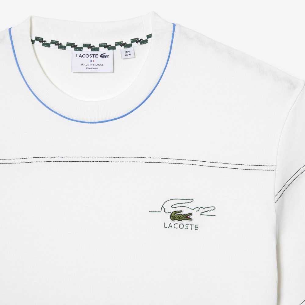 Lacoste Organic Algodon Jersey Stripe Blancas | 0752-PJOTV