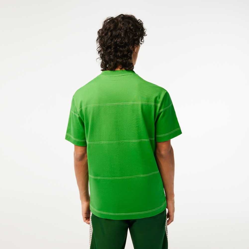 Lacoste Organic Algodon Jersey Stripe Verde | 6710-FEMID