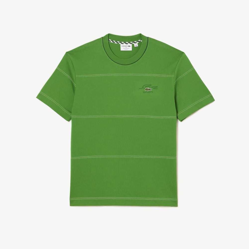 Lacoste Organic Algodon Jersey Stripe Verde | 6710-FEMID