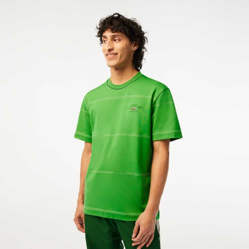 Lacoste Organic Algodon Jersey Stripe Verde | 6710-FEMID