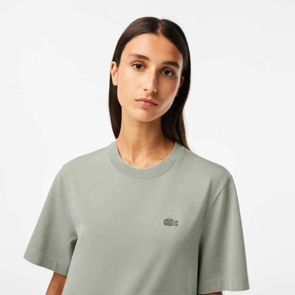 Lacoste Organic Algodon Long T-Shirt Verde Claro | 3248-NTDUZ