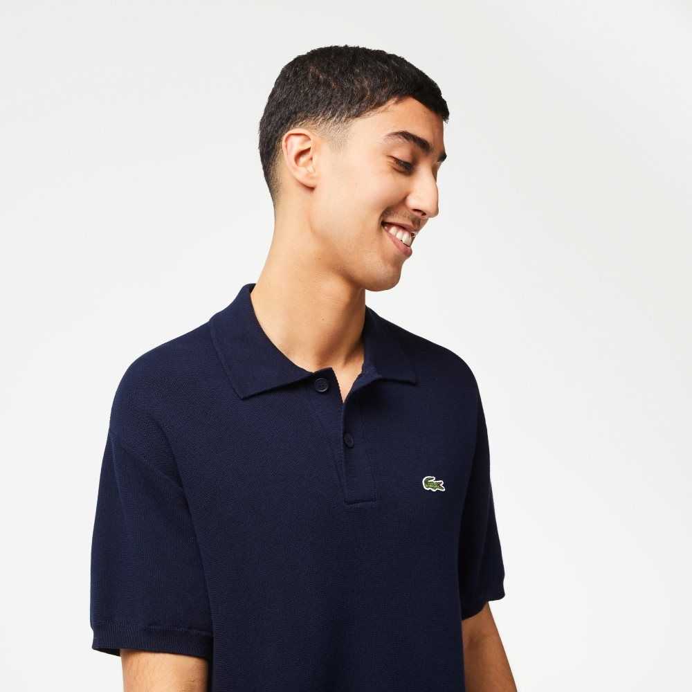 Lacoste Organic Algodon Polo Neck Azul Marino Azules | 1682-VZKNW