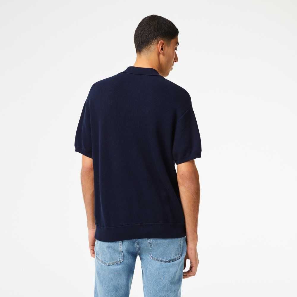 Lacoste Organic Algodon Polo Neck Azul Marino Azules | 1682-VZKNW