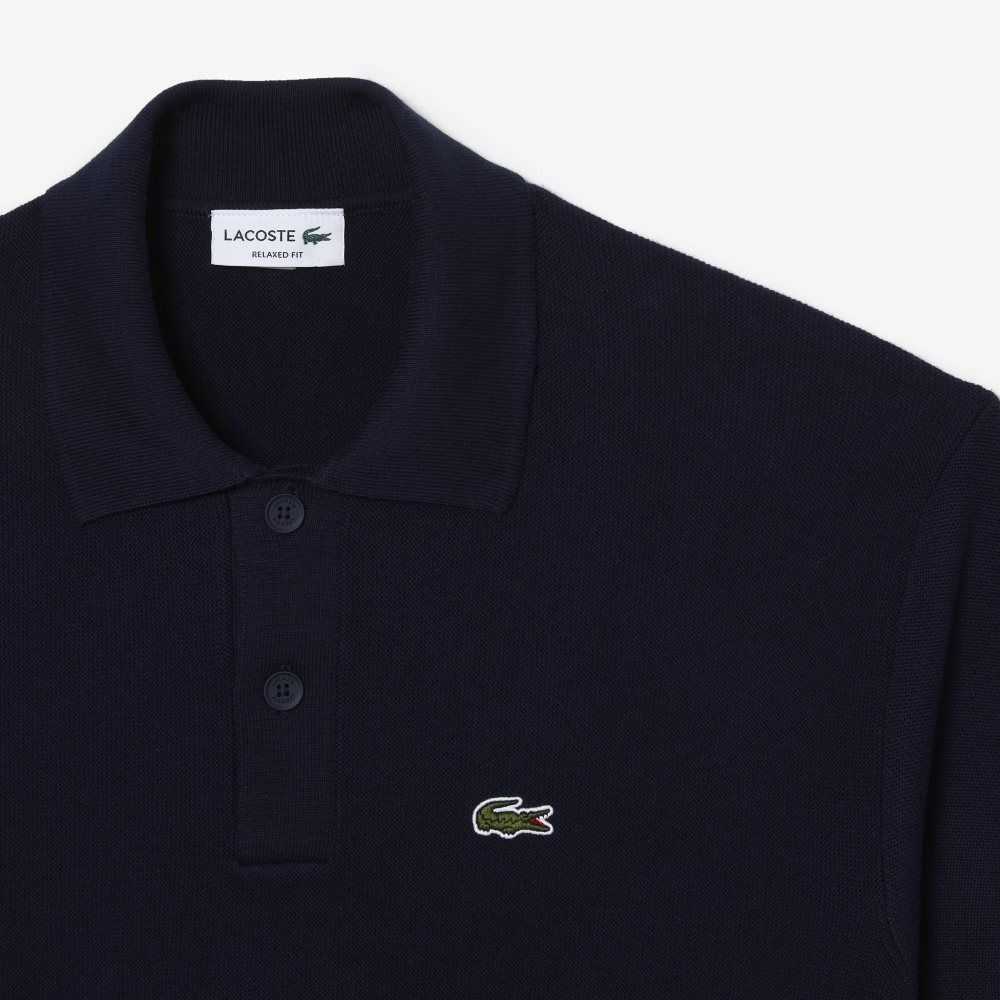 Lacoste Organic Algodon Polo Neck Azul Marino Azules | 1682-VZKNW