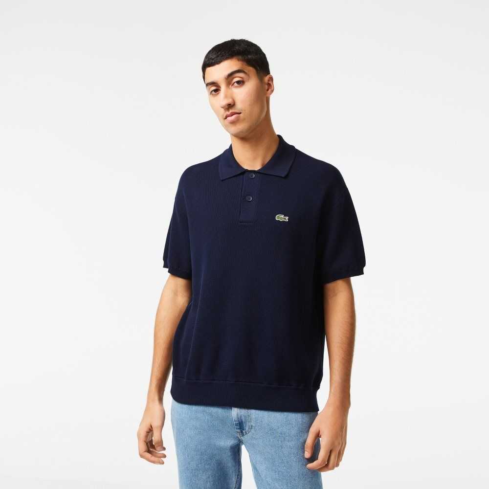 Lacoste Organic Algodon Polo Neck Azul Marino Azules | 1682-VZKNW