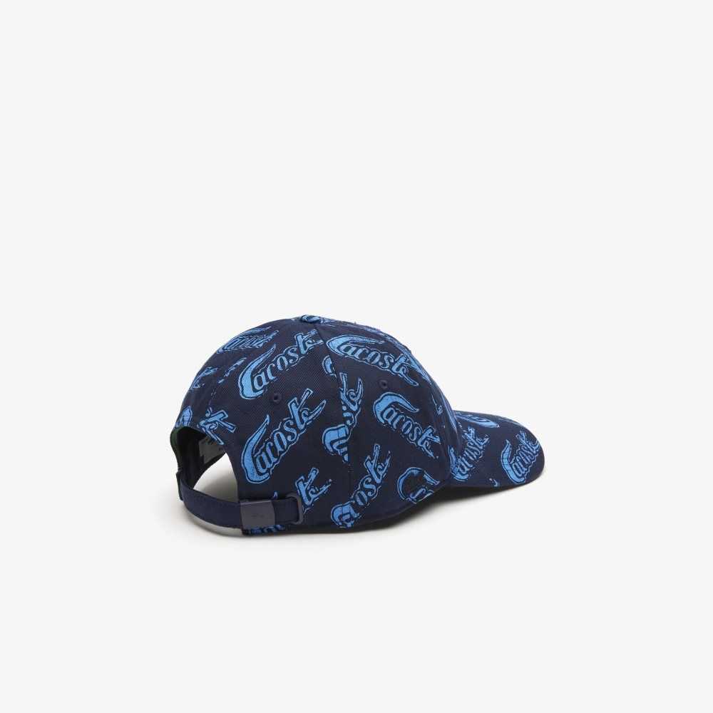 Lacoste Organic Algodon Vintage Print Azul Marino Azules Azules | 2651-JEPDX