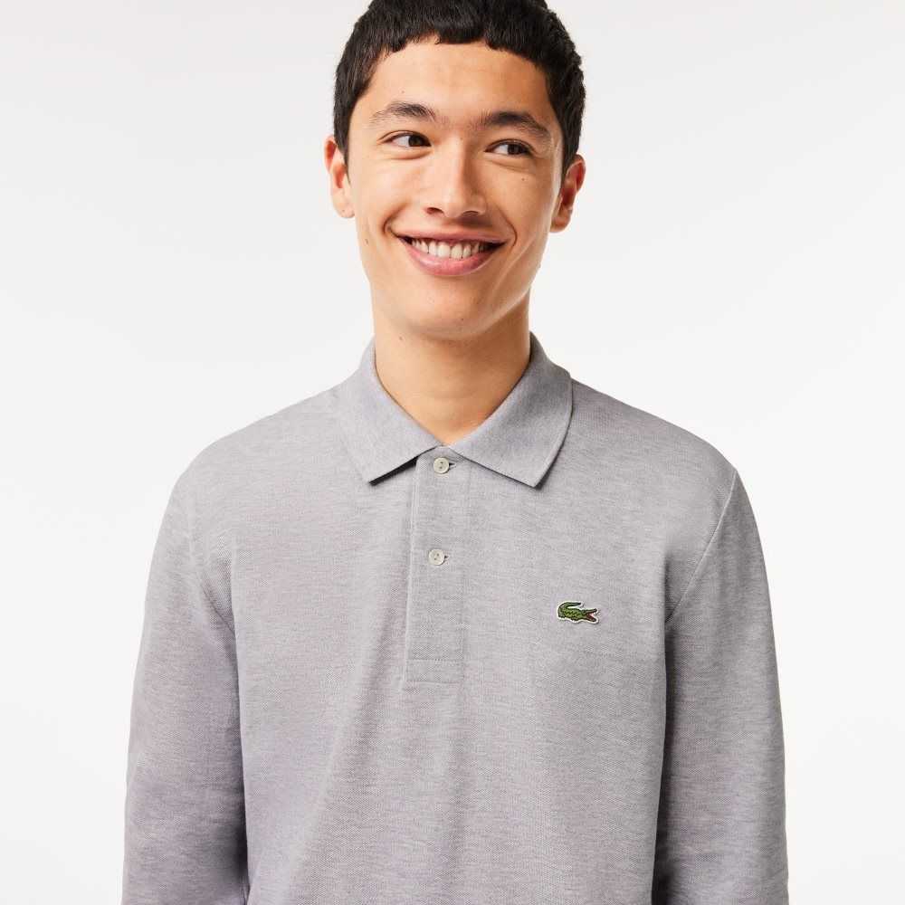 Lacoste Original L.12.12 Long Sleeve Heathered Algodon Gris | 9351-POYNE