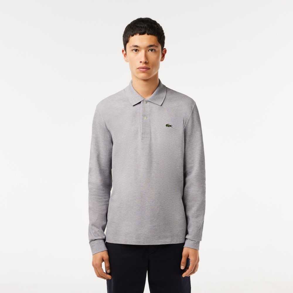 Lacoste Original L.12.12 Long Sleeve Heathered Algodon Gris | 9351-POYNE