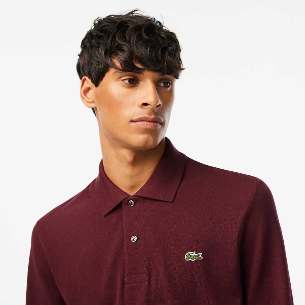 Lacoste Original L.12.12 Long Sleeve Heathered Algodon Burdeos | 9682-TENJQ