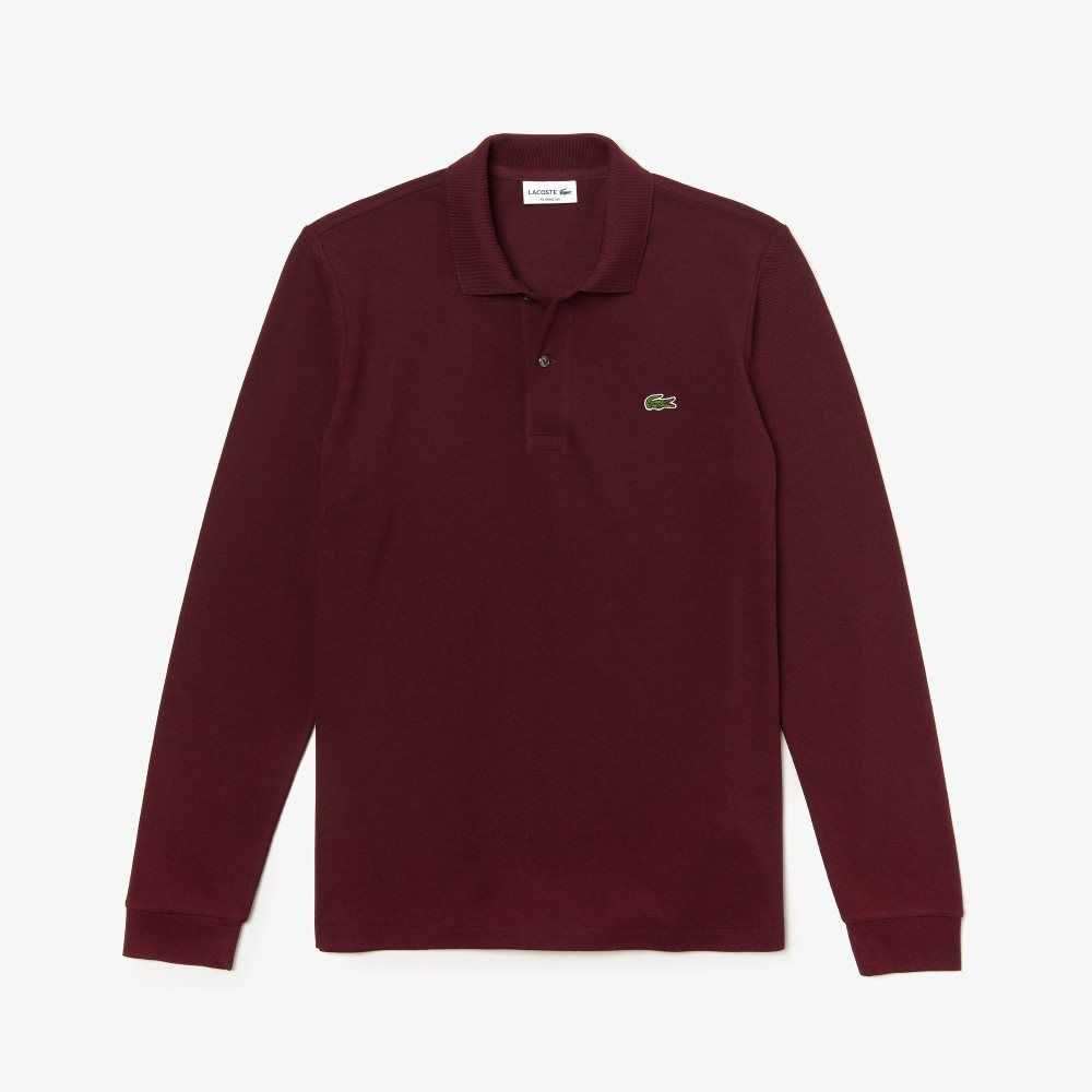 Lacoste Original L.12.12 Long Sleeve Heathered Algodon Burdeos | 9682-TENJQ