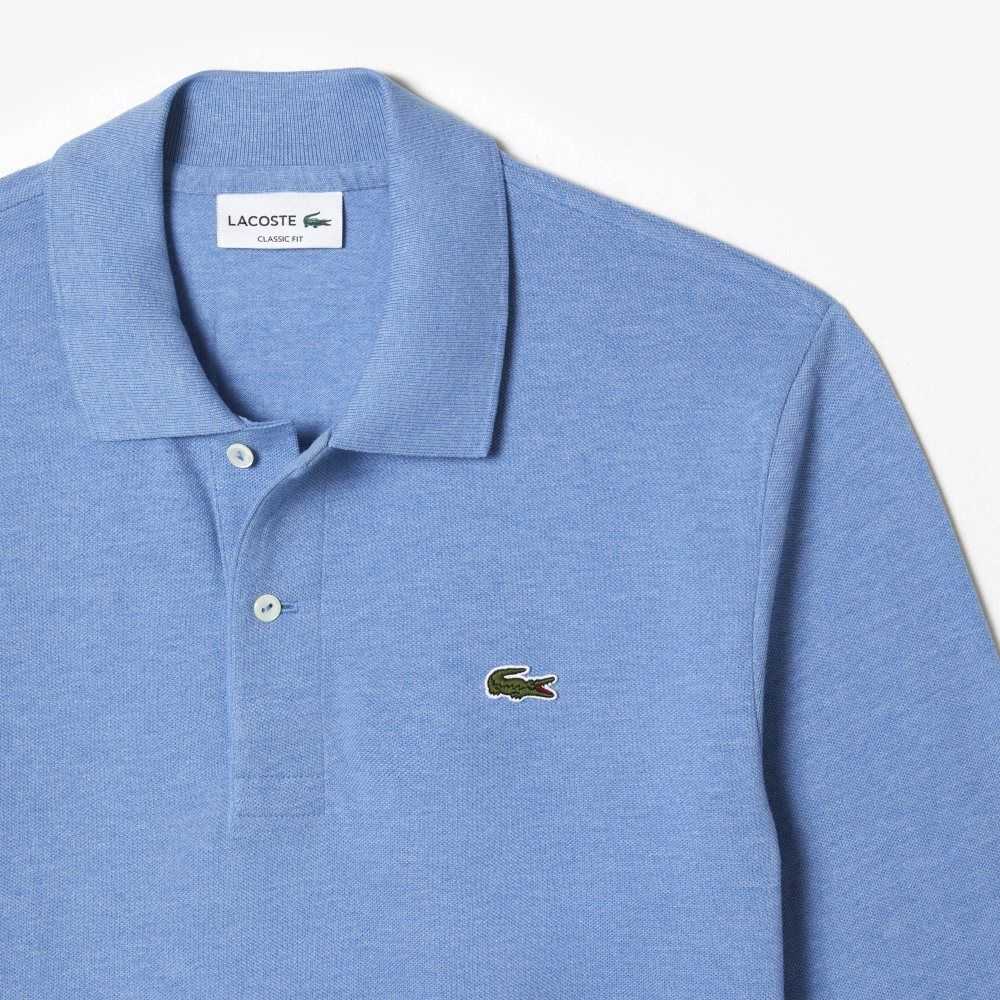 Lacoste Original L.12.12 Long Sleeve Heathered Algodon Azules | 9730-IPCUX