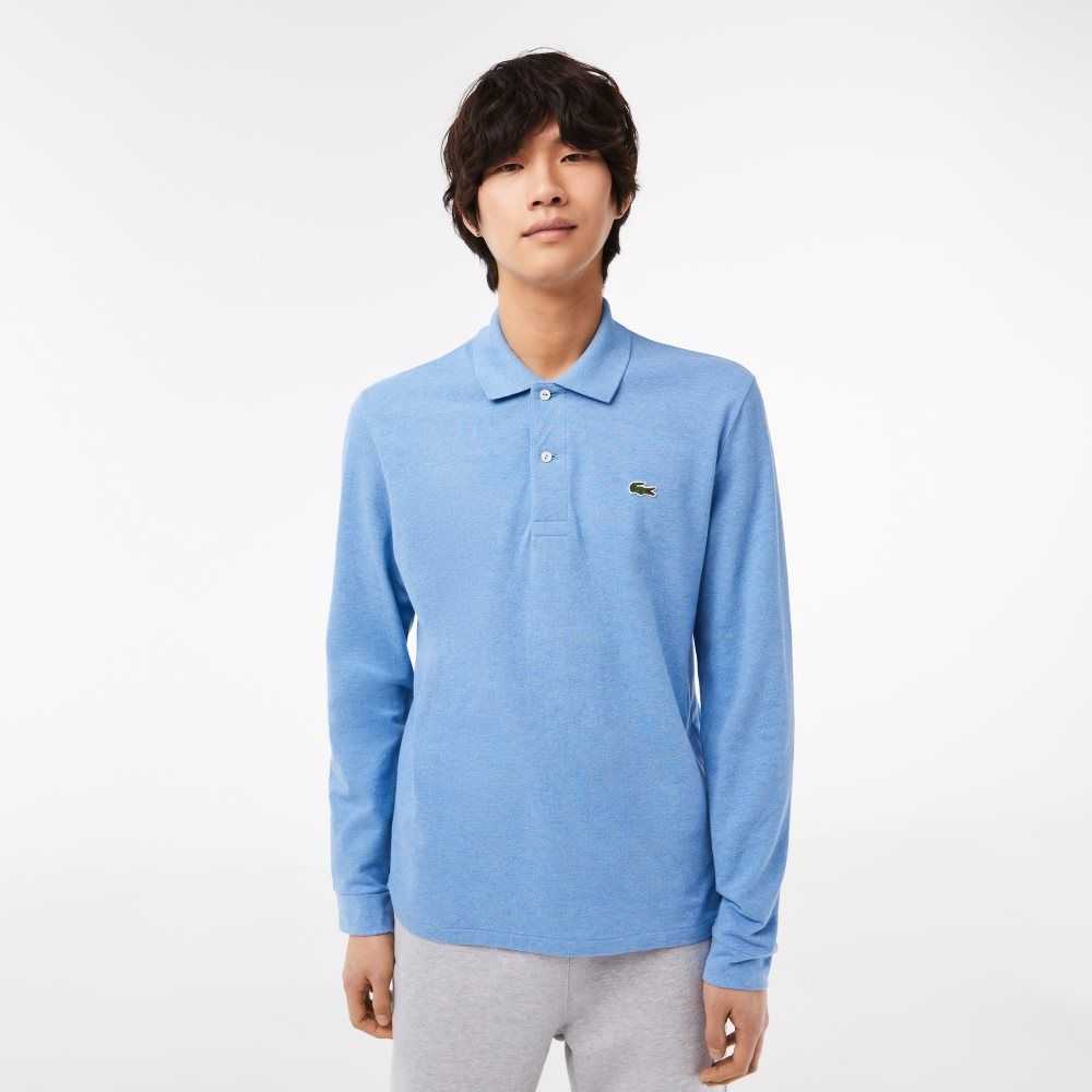 Lacoste Original L.12.12 Long Sleeve Heathered Algodon Azules | 9730-IPCUX