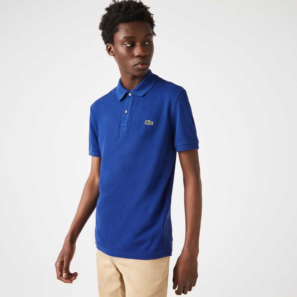 Lacoste Original L.12.12 Slim Fit Petit Pique Algodon Azules | 4613-NJQWS