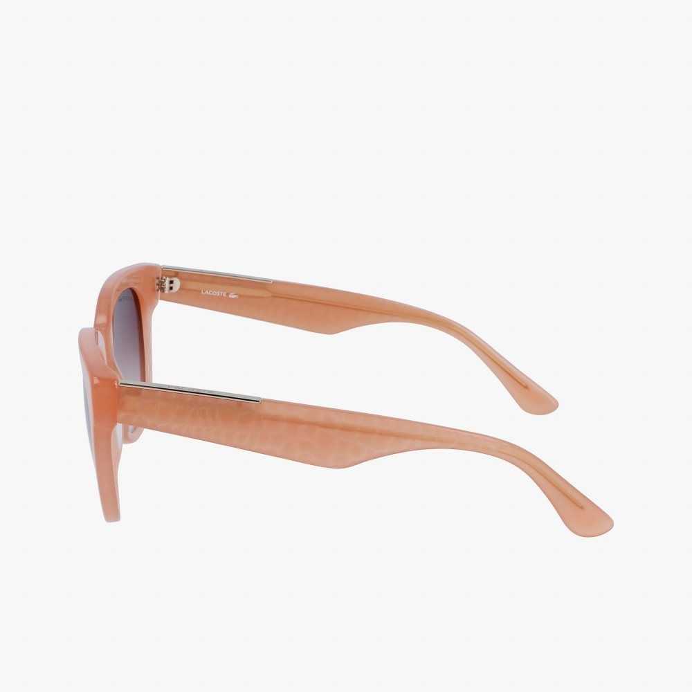 Lacoste Oval Acetate Croco Skin Rosas | 6387-JDKHL