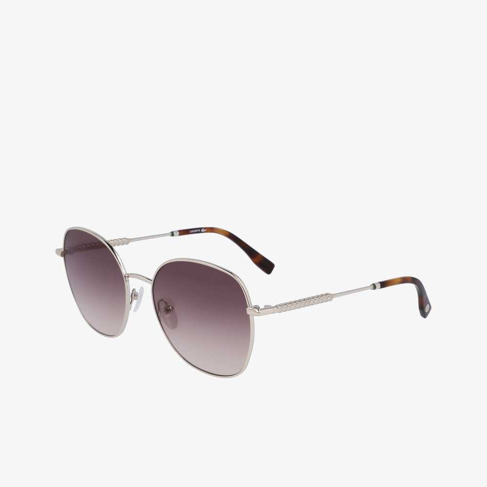 Lacoste Oval Metal Neoheritage Doradas Claro | 4318-THFBA